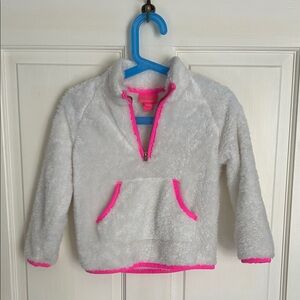Lilly Pulitzer White Fleece with Pink Trim Kids Pullover